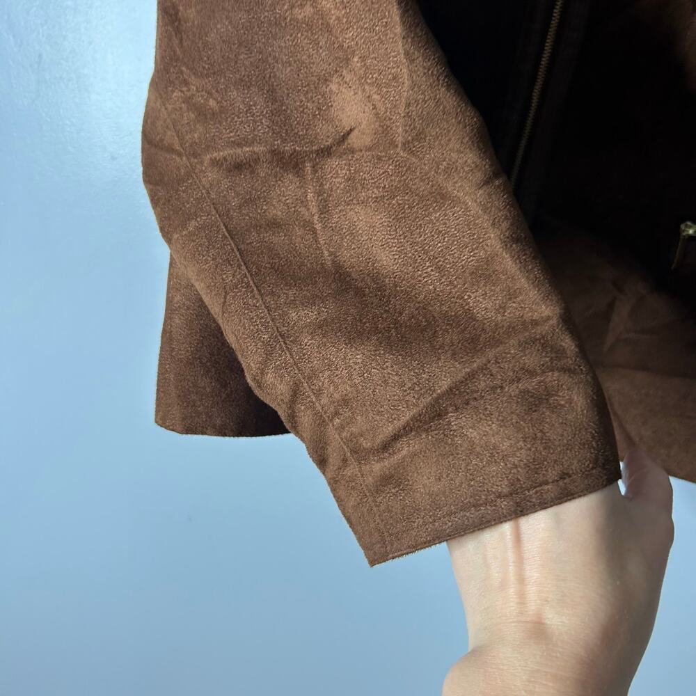 Laura Ashley Brown Suede Zip-Front Jacket - Picture 7 of 10